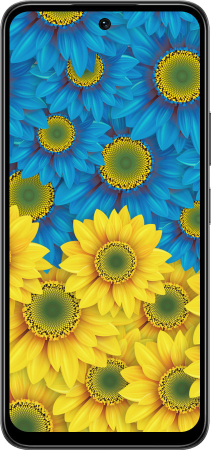 Силиконовый чехол Жёлто-голубые цветы для Infinix Smart 10 PLus - 1048u-4108 изображение 