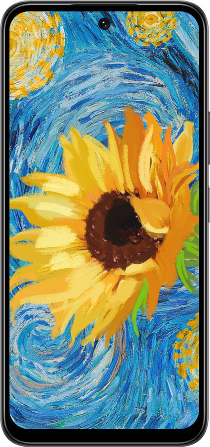 Силиконовый чехол Цветы желто-голубые для Infinix Smart 10 PLus - 5308u-4108 изображение 