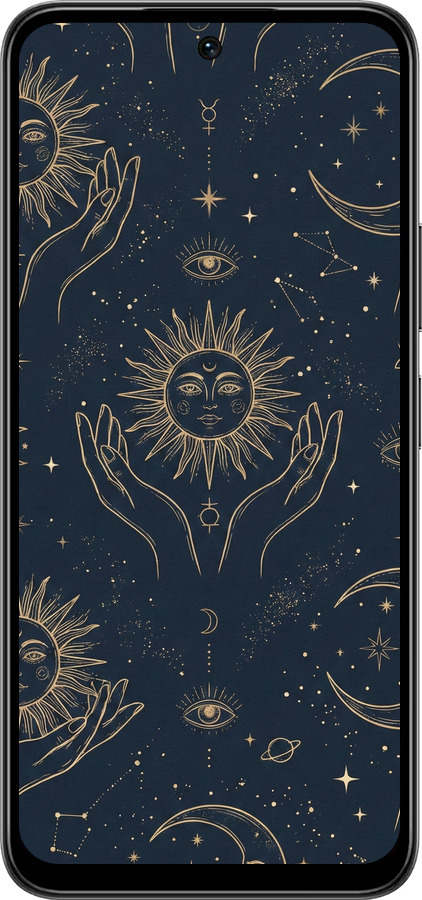 Силиконовый чехол Celestial Harmony: Sun & Moon Gold Mystic Pattern для Infinix Smart 10 PLus - 6778u-4108 изображение 