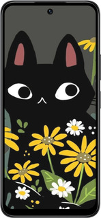 Силиконовый чехол Черный кот с цветами для Infinix Smart 10 - 6448u-4104 изображение 