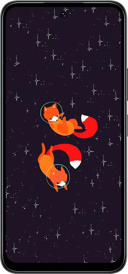 Силиконовый чехол Лисички в космосе для Infinix Smart 10 - 4519u-4104 изображение 