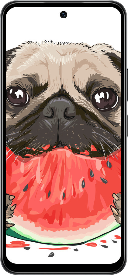 Силиконовый чехол Мопс и арбуз для Infinix Smart 10 - 4665u-4104 изображение 