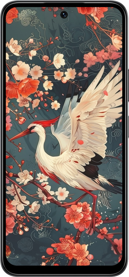 Силиконовый чехол Сакура и аист для Infinix Smart 10 - 6108u-4104 изображение 