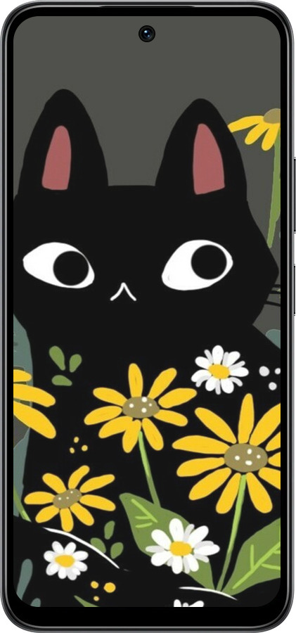 Силиконовый чехол Черный кот с цветами для Infinix Smart 10 - 6448u-4104 изображение 