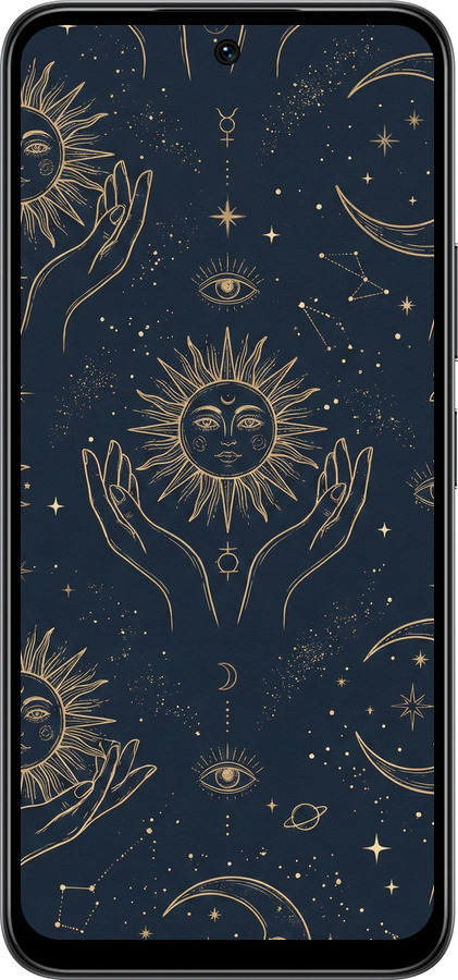Силиконовый чехол Celestial Harmony: Sun & Moon Gold Mystic Pattern для Infinix Smart 10 - 6778u-4104 изображение 