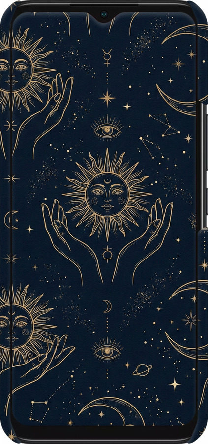 3D пластиковий матовий чехол Celestial Harmony: Sun & Moon Gold Mystic Pattern для Infinix Smart 6 - 6778m-2758 изображение 