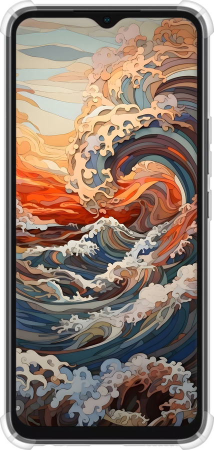 Силикон с усиленными углами чехол Арт волны для Infinix Smart 6 - 6324sp-2758 изображение 