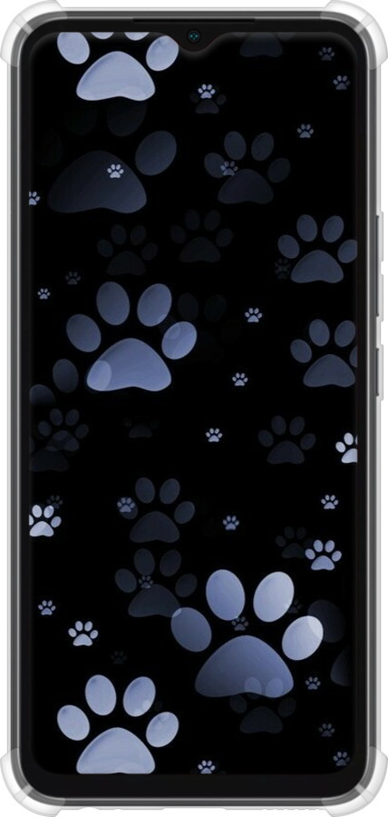 Силикон с усиленными углами чехол С синими отпечатками лап для Infinix Smart 6 - 6441sp-2758 изображение 