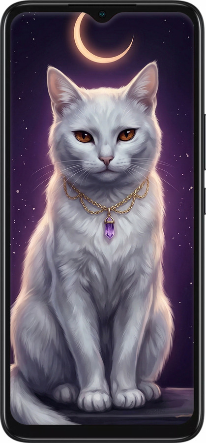 Силіконовий чехол Mystic White Cat Gothic Dark Purple Gold для Infinix Smart 6 - 6805u-2758 изображение 
