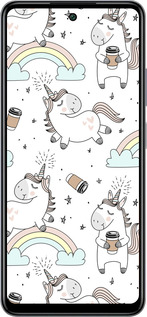 Силиконовый чехол Единорог и кофе для Infinix Smart 8 Plus - 4661u-3677 изображение 