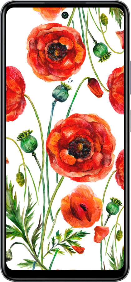 Силиконовый чехол Нарисованные маки для Infinix Smart 8 Plus - 4278u-3677 изображение 