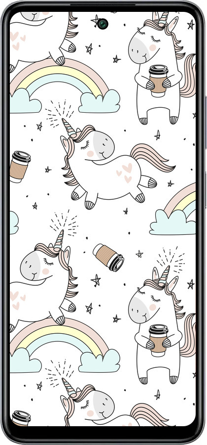 Силиконовый чехол Единорог и кофе для Infinix Smart 8 Plus - 4661u-3677 изображение 