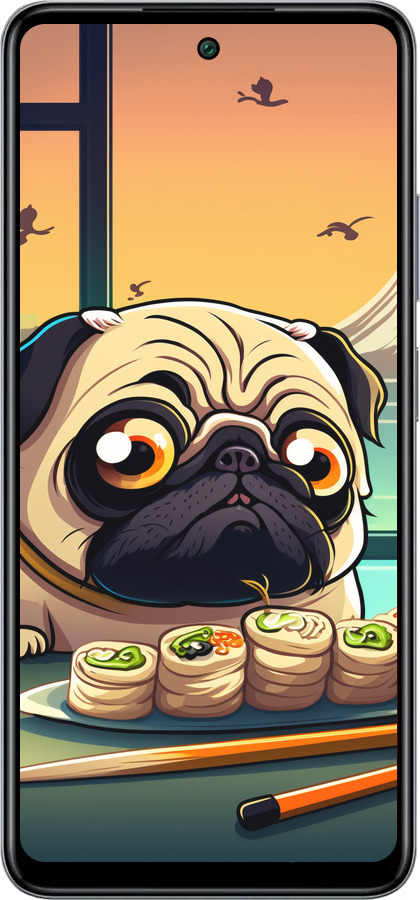 Силиконовый чехол Мопс и суши для Infinix Smart 8 Plus - 5588u-3677 изображение 