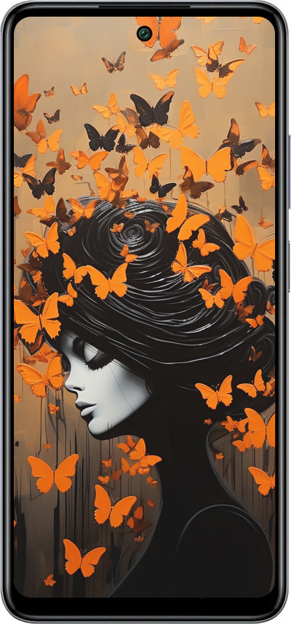 Силиконовый чехол Чехол для телефона Девушка с оранжевыми бабочками для Infinix Smart 8 Plus - 5940u-3677 изображение 