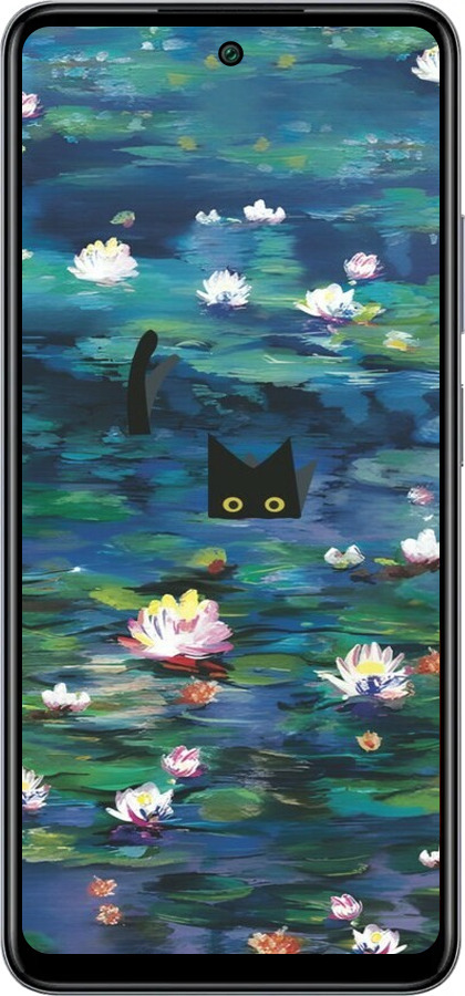 Силіконовий чехол с изображением водяных лилий и кошек для Infinix Smart 8 Plus - 6257u-3677 изображение 