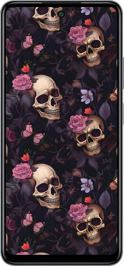 Силиконовый чехол Черепа и розы для Infinix Smart 8 Plus - 6316u-3677 изображение 