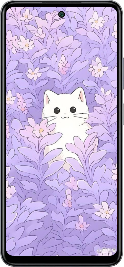 Силиконовый чехол Котик в цветах для Infinix Smart 8 Plus - 6390u-3677 изображение 