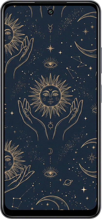 Силиконовый чехол Celestial Harmony: Sun & Moon Gold Mystic Pattern для Infinix Smart 8 - 6778u-3431 изображение 