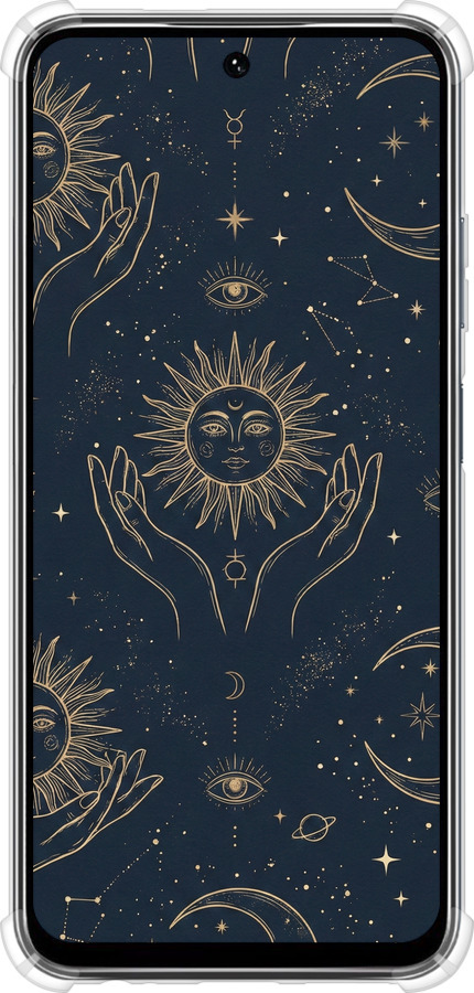 Силикон с усиленными углами чехол Celestial Harmony: Sun & Moon Gold Mystic Pattern для Infinix Smart 9 - 6778sp-3809 изображение 
