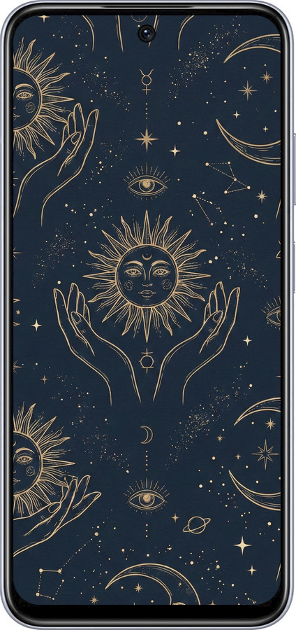 Силиконовый чехол Celestial Harmony: Sun & Moon Gold Mystic Pattern для Infinix Smart 9 - 6778u-3809 изображение 