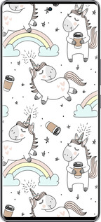 Силиконовый чехол Единорог и кофе для Infinix Zero 40 5G - 4661u-3822 изображение 