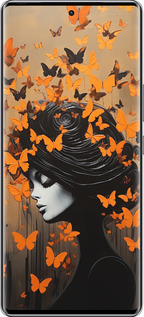 Силиконовый чехол Чехол для телефона Девушка с оранжевыми бабочками для Infinix Zero 40 5G - 5940u-3822 изображение 