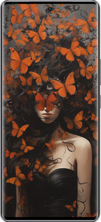 Силиконовый чехол Девушка с оранжевыми бабочками для Infinix Zero 40 5G - 5941u-3822 изображение 