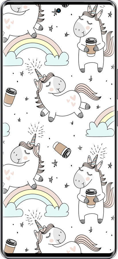 Силиконовый чехол Единорог и кофе для Infinix Zero 40 5G - 4661u-3822 изображение 