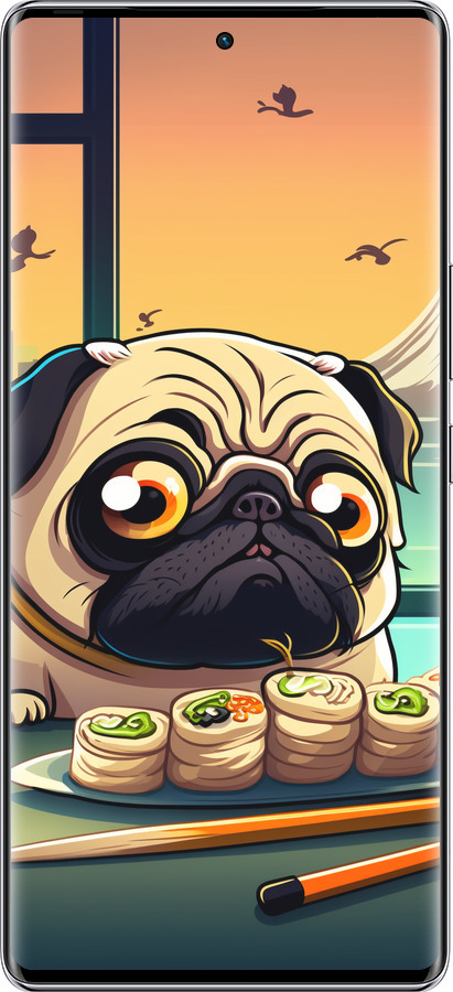 Силиконовый чехол Мопс и суши для Infinix Zero 40 5G - 5588u-3822 изображение 