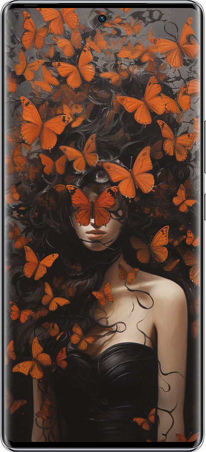 Силиконовый чехол Девушка с оранжевыми бабочками для Infinix Zero 40 5G - 5941u-3822 изображение 