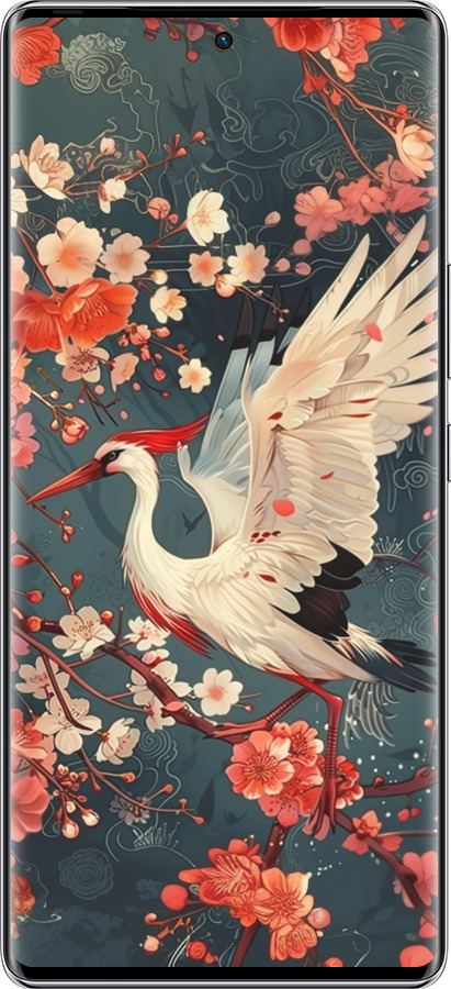 Силиконовый чехол Сакура и аист для Infinix Zero 40 5G - 6108u-3822 изображение 