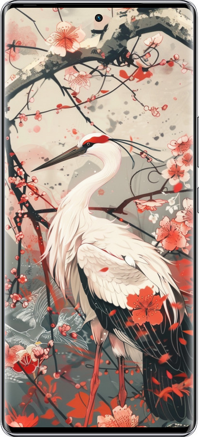 Силиконовый чехол Аист в цвету сакуры для Infinix Zero 40 5G - 6109u-3822 изображение 