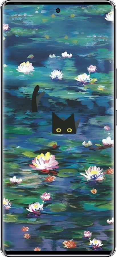 Силіконовий чехол с изображением водяных лилий и кошек для Infinix Zero 40 5G - 6257u-3822 изображение 