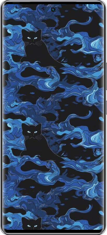 Силіконовий чехол Візерунок чорних котів на блакитному фоні для Infinix Zero 40 5G - 6525u-3822 изображение 