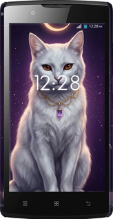 3D пластиковый глянцевый чехол Mystic White Cat Gothic Dark Purple Gold для Lenovo A2010 - 6805c-216 изображение 