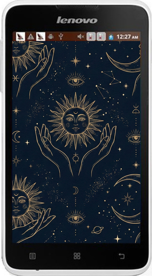 Силіконовий чехол Celestial Harmony: Sun & Moon Gold Mystic Pattern для Lenovo A529 - 6778u-200 изображение 