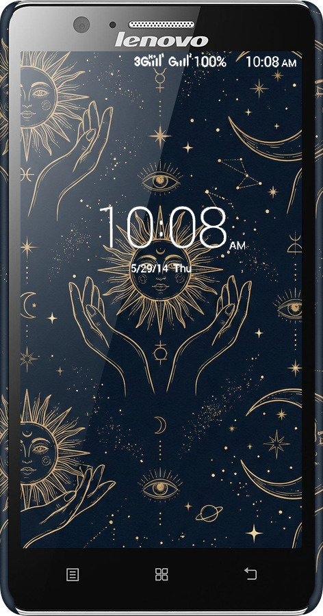 3D пластиковый матовый чехол Celestial Harmony: Sun & Moon Gold Mystic Pattern для Lenovo A536 - 6778m-149 изображение 