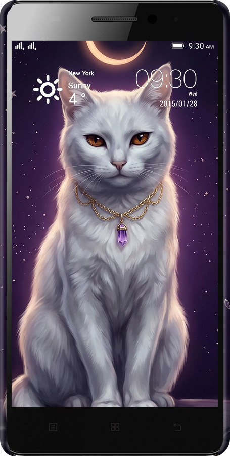 3D пластиковий матовий чехол Mystic White Cat Gothic Dark Purple Gold для Lenovo A7000 - 6805m-120 изображение 