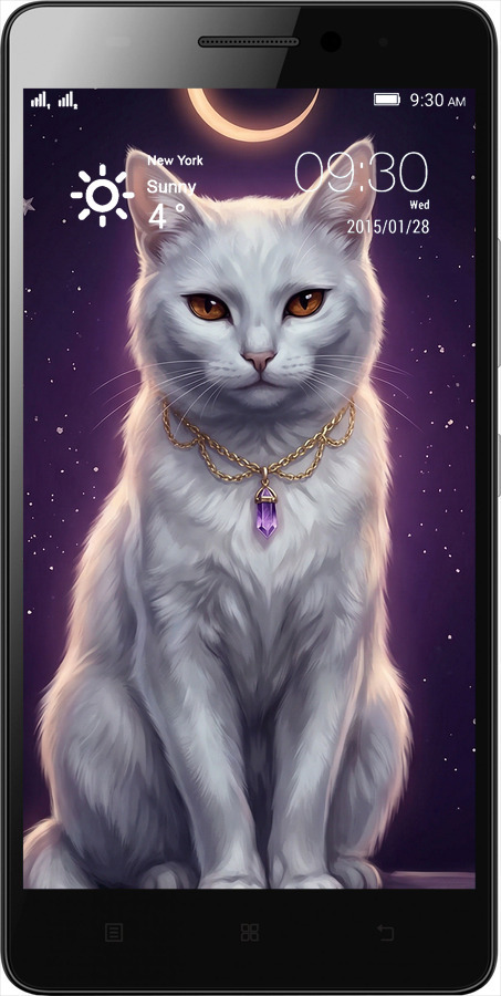 Силіконовий чехол Mystic White Cat Gothic Dark Purple Gold для Lenovo A7000 - 6805u-120 изображение 