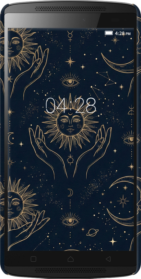 3D пластиковый матовый чехол Celestial Harmony: Sun & Moon Gold Mystic Pattern для Lenovo A7010 - 6778m-232 изображение 