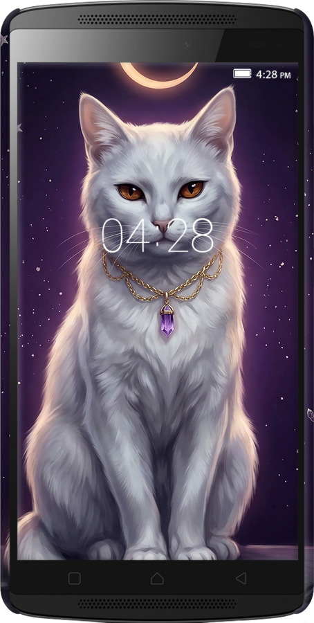 3D пластиковый матовый чехол Mystic White Cat Gothic Dark Purple Gold для Lenovo A7010 - 6805m-232 изображение 