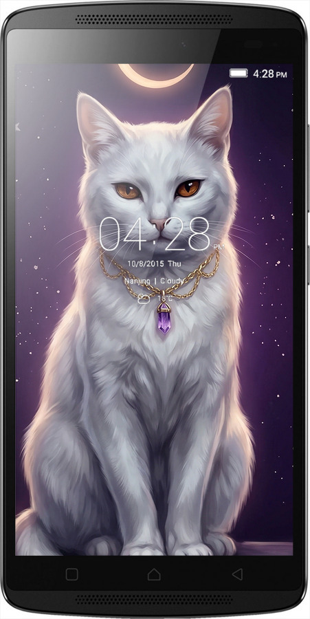 Силіконовий чехол Mystic White Cat Gothic Dark Purple Gold для Lenovo A7010 - 6805u-232 изображение 
