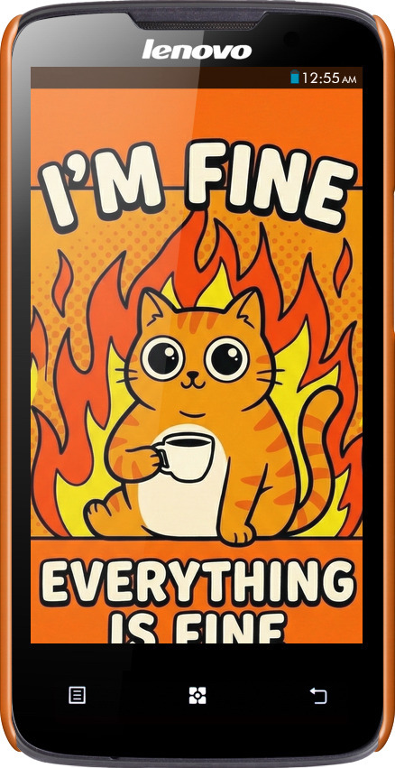 3D пластиковый глянцевый чехол Funny Cat для Lenovo A820 - 6786c-68 изображение 