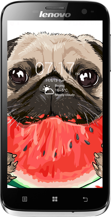 Силиконовый чехол Мопс и арбуз для Lenovo A859 - 4665u-197 изображение 