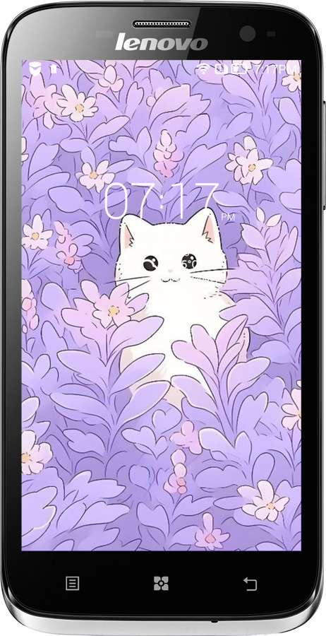 Силиконовый чехол Котик в цветах для Lenovo A859 - 6390u-197 изображение 