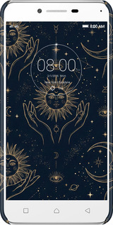 3D пластиковый матовый чехол Celestial Harmony: Sun & Moon Gold Mystic Pattern для Lenovo K5 Plus - 6778m-278 изображение 