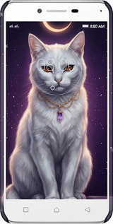 3D пластиковый матовый чехол Mystic White Cat Gothic Dark Purple Gold для Lenovo K5 Plus - 6805m-278 изображение 