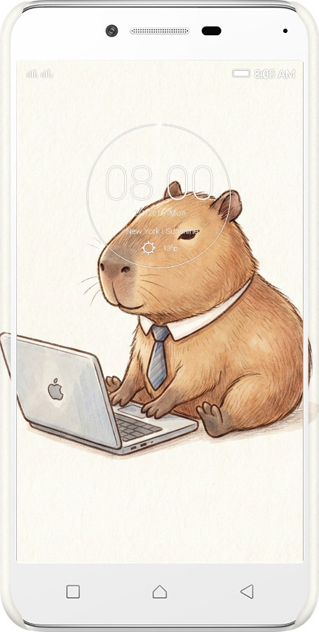 3D пластиковий матовий чехол Funny Capybara CEO Working для Lenovo K5 Plus - 6777m-278 изображение 