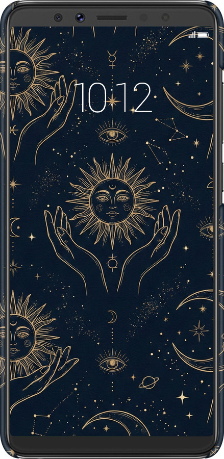 3D пластиковый матовый чехол Celestial Harmony: Sun & Moon Gold Mystic Pattern для Lenovo K5 Pro - 6778m-1608 изображение 