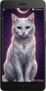 2D пластиковый чехол Mystic White Cat Gothic Dark Purple Gold для Lenovo K6 Note - 6805t-453 изображение 